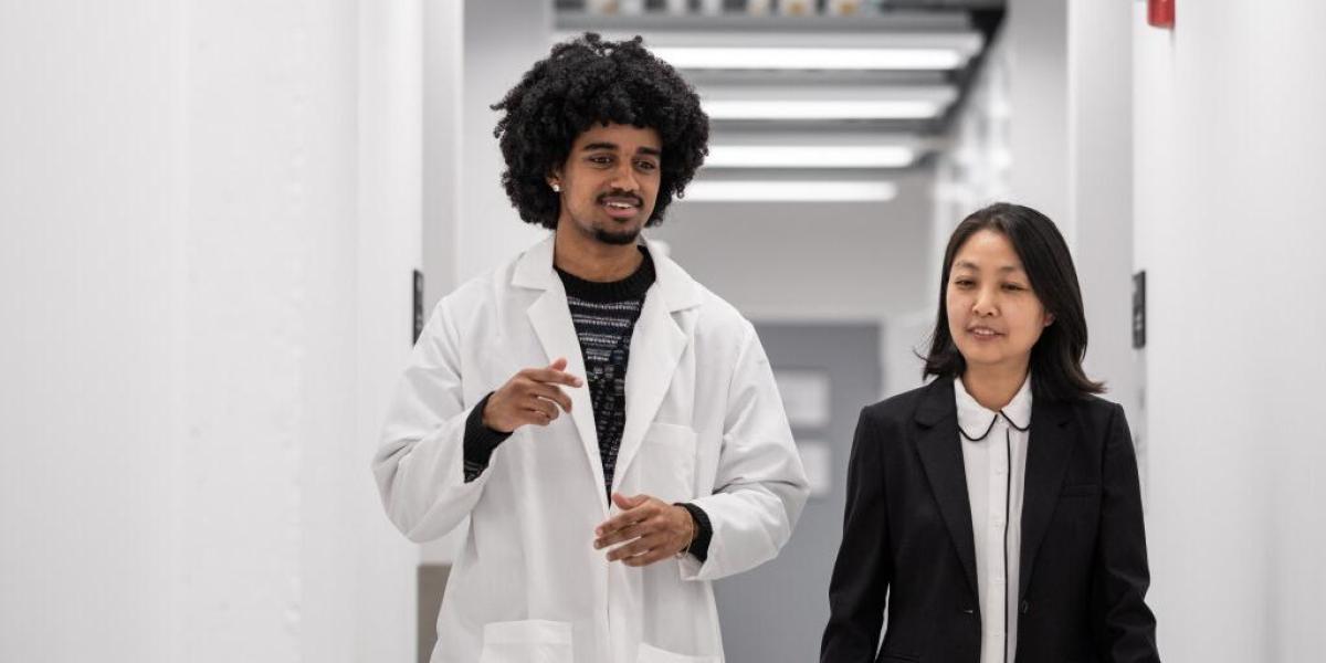 Emanuel Tewolde, left, with his professor and mentor Min-Ae Song